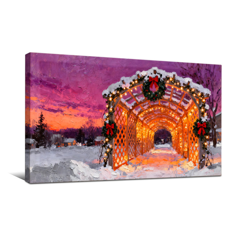 Arche de Noël avec lumières et neige, H 16 po x l 32 po