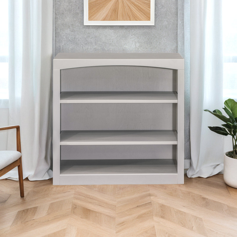 Ossy American Built Solid Wood Bookcase, Storm Gray, (3 Shelves) 30"H x 30"W x 12"D