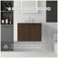 24 meubles de salle de bain flottants avec lavabo, comptoir et dosseret en marbre de culture blanc de 0,6 po Carrara, porte à fermeture en contreplaqué, brun-131655084-131655085