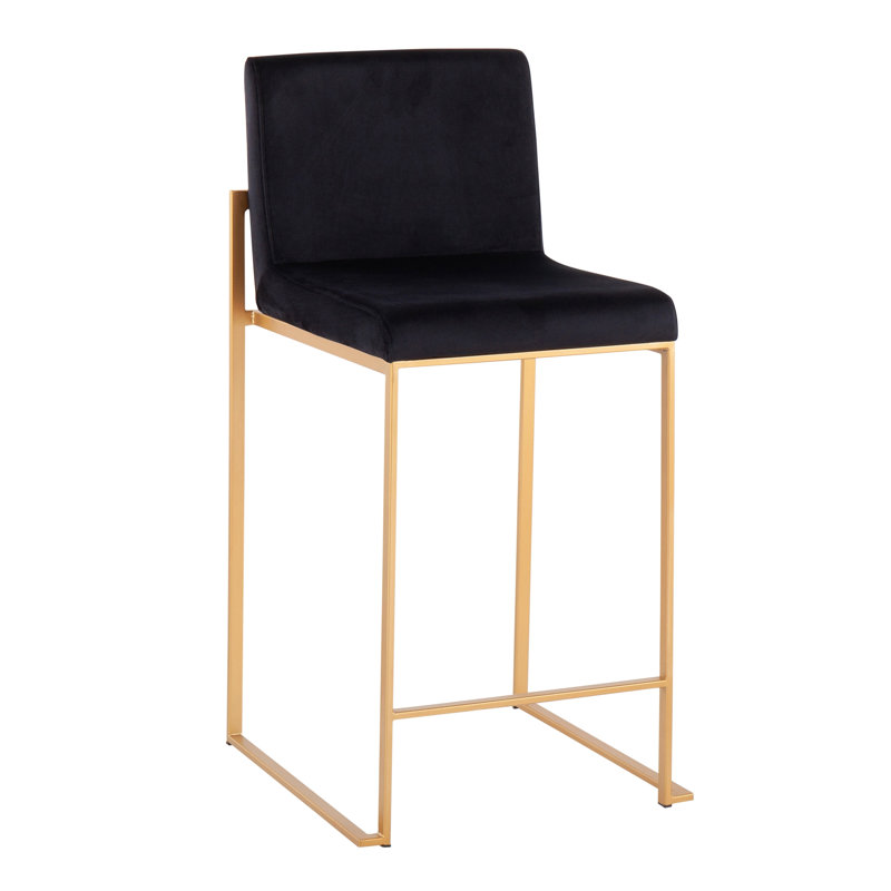 Tabouret de comptoir contemporain, 3, Siège noir / cadre doré