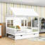 Lit en bois en forme de maison avec fenêtre et lit gigogne simple-872548497
