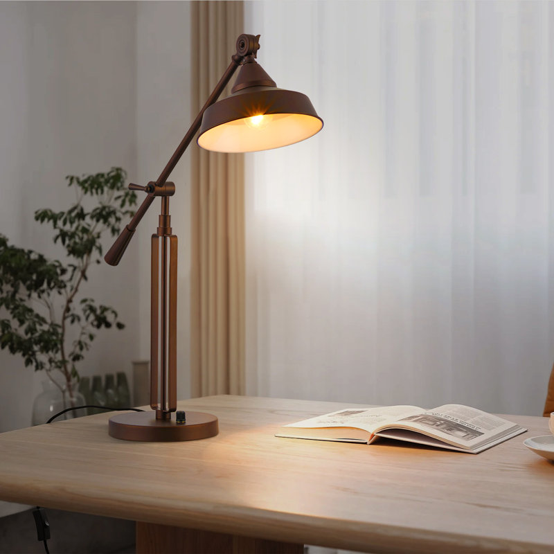 28" Dimmable Dark Brown Desk Lamp