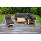 Huntington 4 Piece Teak Sectional Seating Group with Sunbrella Cushions