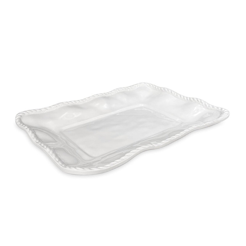 VIDA Ocean Nautical Rope Rectangular Platter (White)