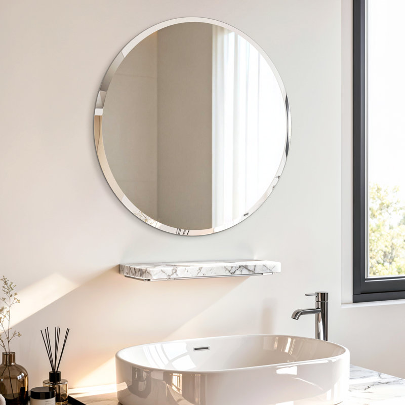 Rithi Round Flat Wall Mirror, 40 cm H x 40 cm W