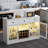 Wine Bar Cabinet with LED Light, Home Coffee Cabinet with Wine and Glass Rack-1378351596