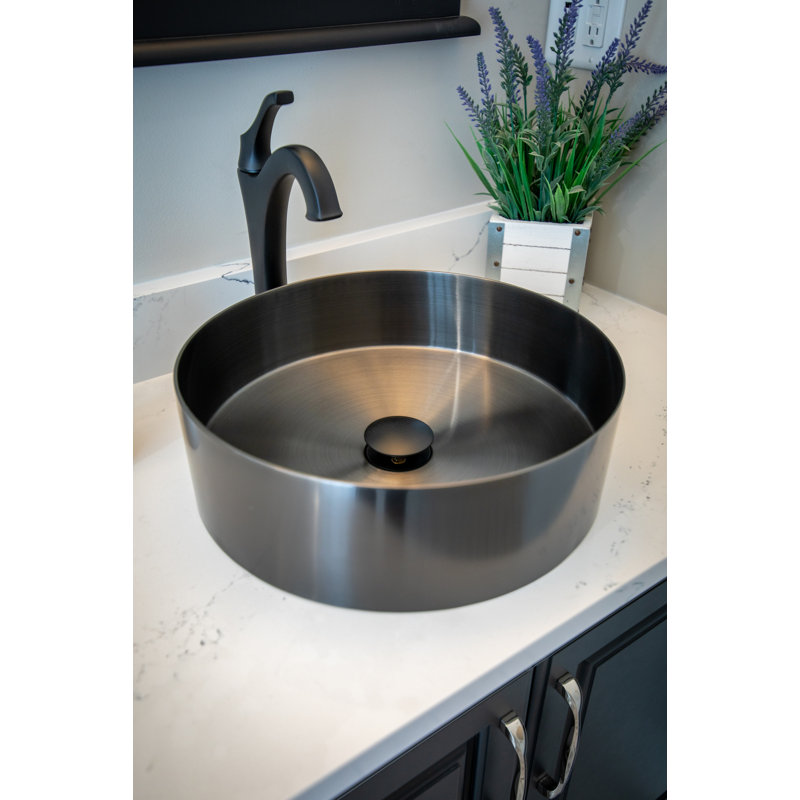 Eden 15'' Black Stainless Steel Circular Vessel Sink