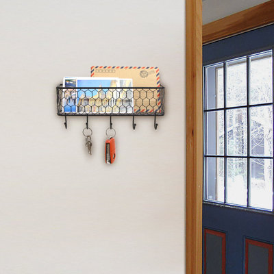 Pouliot Wall Key Organiser with Key Hooks and Mail Storage