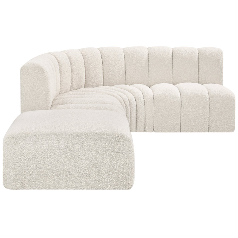 Canapé et méridienne rembourrés Isleen, Tissu crème bouclé