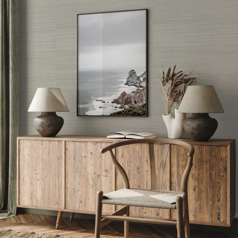 Hejran Sisal Authentic Grasscloth Wallpaper, Green