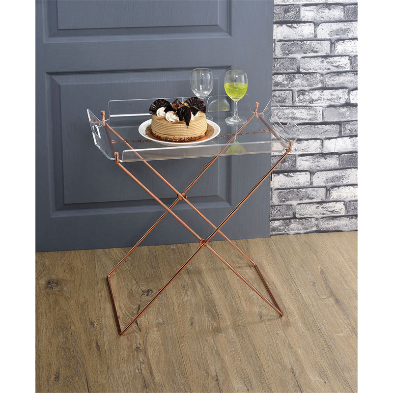 Lyerly Contemporary Rectangular Butler Tray Table in Clear Acrylic & Copper