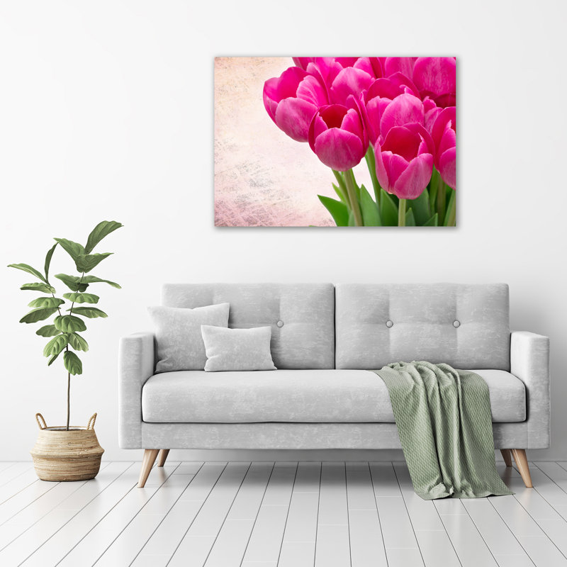 Pink Tulips - No Frame Print on Glass