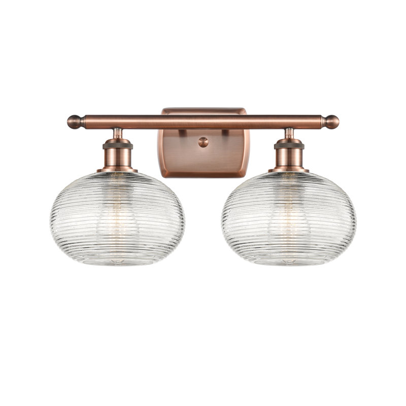 Éclairage pour meuble-lavabo à 2 lumières à intensité variable Jerard, Cuivre antique