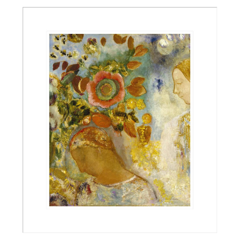 «Deux jeunes filles parmi les fleurs» par Odilon Redon, impression giclée sur cadre, H 20,43 po x l 17,75 po