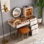 Meuble-lavabo de haute qualité avec tabouret, très facile à assembler, plateau en verre, avec prise de courant-2109057133-2109057123