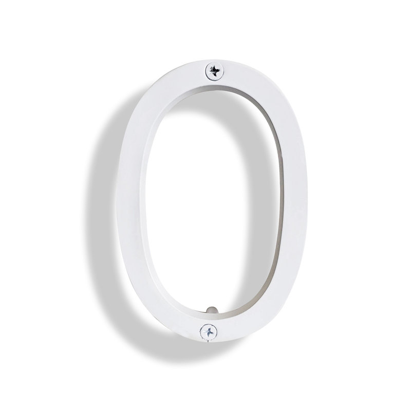 Numéro de maison en métal flottant, 6", Blanc, 0
