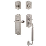 Nostalgic Warehouse Meadows Plate C Grip Handleset with Single Cylinder Deadbolt and Fleur Lever
