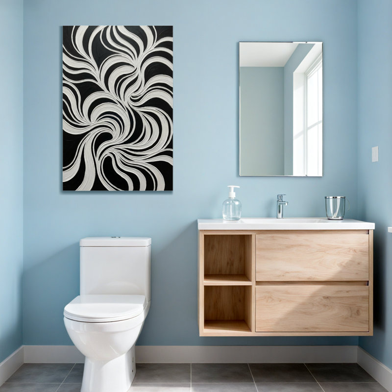 Fashion Black And White Swirling Abstract Pattern, 36" H x 24" W