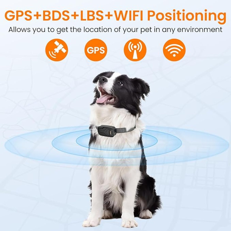 GPS Tracker & Health Monitoring For Dogs,Wireless Fence 2 In 1 Pet Tracking Smart Collar,Unlimited Range,Real-Time GPS Tracker For Pets,Wellness & Escape Alerts Waterproof,Works With Any Smartphone