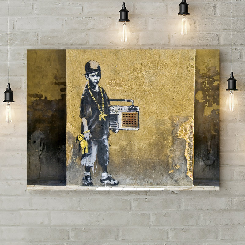 Banksy Hip Hop Kid Gangsta by Banksy - No Frame Print on Canvas, 20.5cm H x 30.5cm W x 3.8cm D