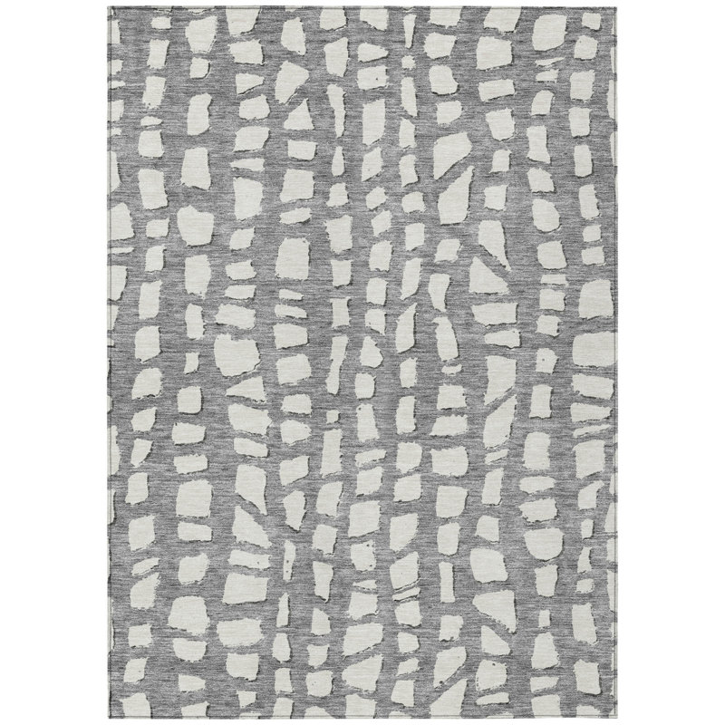 Tapis intérieur lavable abstrait 10 pi x 14 pi ivoire