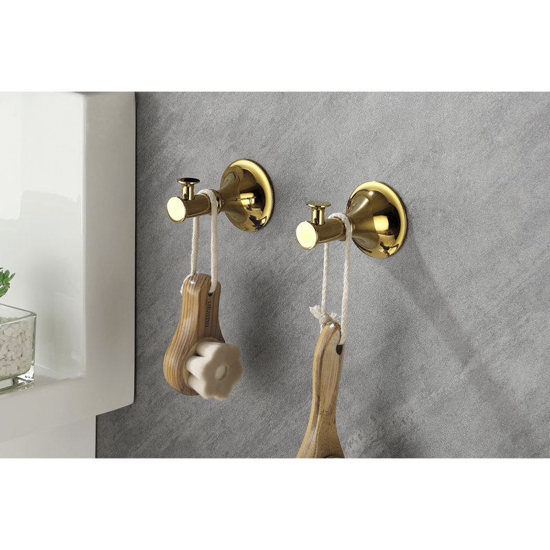 6 Pieces Bathroom Hardware Set Brass Gold Wall Mounted Rustproof Scratch Resistant, Gold