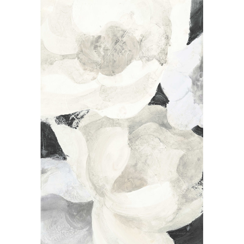 Fleurs blanches sur fond noir, L 12 po x H 18 po