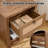 Set Of 2 Farmhouse Rattan Nightstands, Boho Bedside Tables With Drawer And Open Storage, Cane Accent Side Tables, Walnut-825229388-825229390