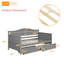 Canapé-lit simple en bois avec 2 tiroirs, structure en pin massif, aucun sommier nécessaire - gris-1627400974