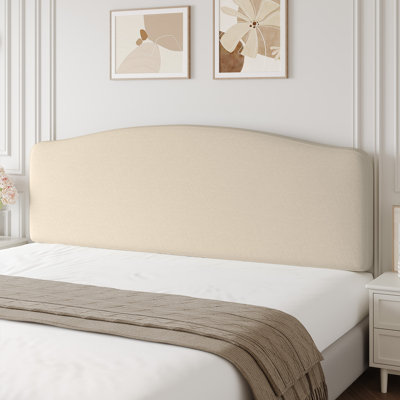 Damerius Curved Upholstered Headboard With Adjustable Height & Easy Plug-In Mount, Scratch-Resistant Towel Velvet
