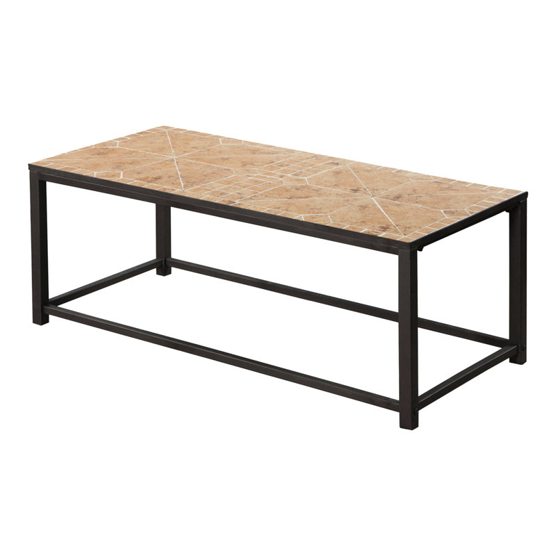 Living Room Accent Furniture Choice - Table basse rectangulaire à carreaux bruns de L 42 po avec surface et fabrication transitionnelles en métal