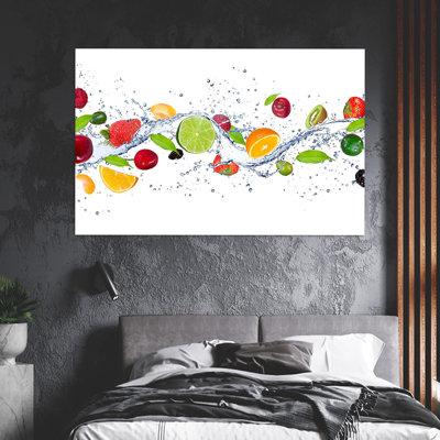 Art mural moderne en verre avec éclaboussures de fruits parfait pour la décoration de cuisine et cadeau personnalisé idéal pour maman