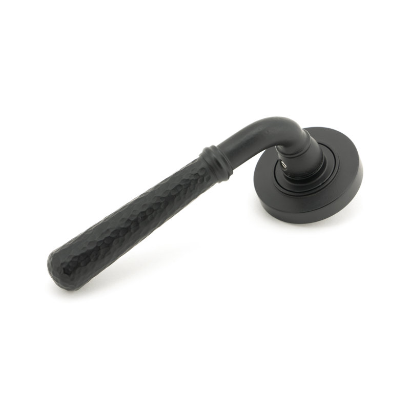 Hammered Newbury Lever on Rose Set (Plain), Matt Black