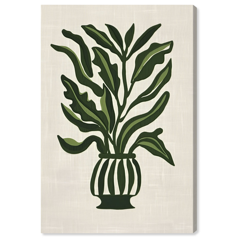 «Green Vase I Minimalistic Botanical Art Prints», art mural par Art Remedy, Toile tendue, H 24 po x l 16 po