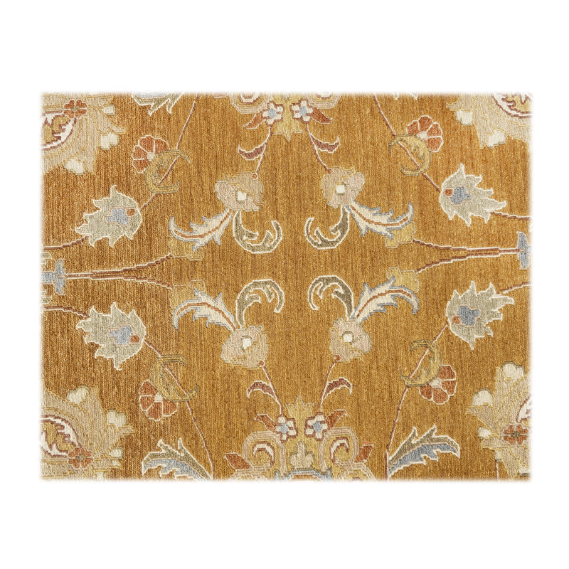 Wool Oriental Area Rug in Rust/Ivory