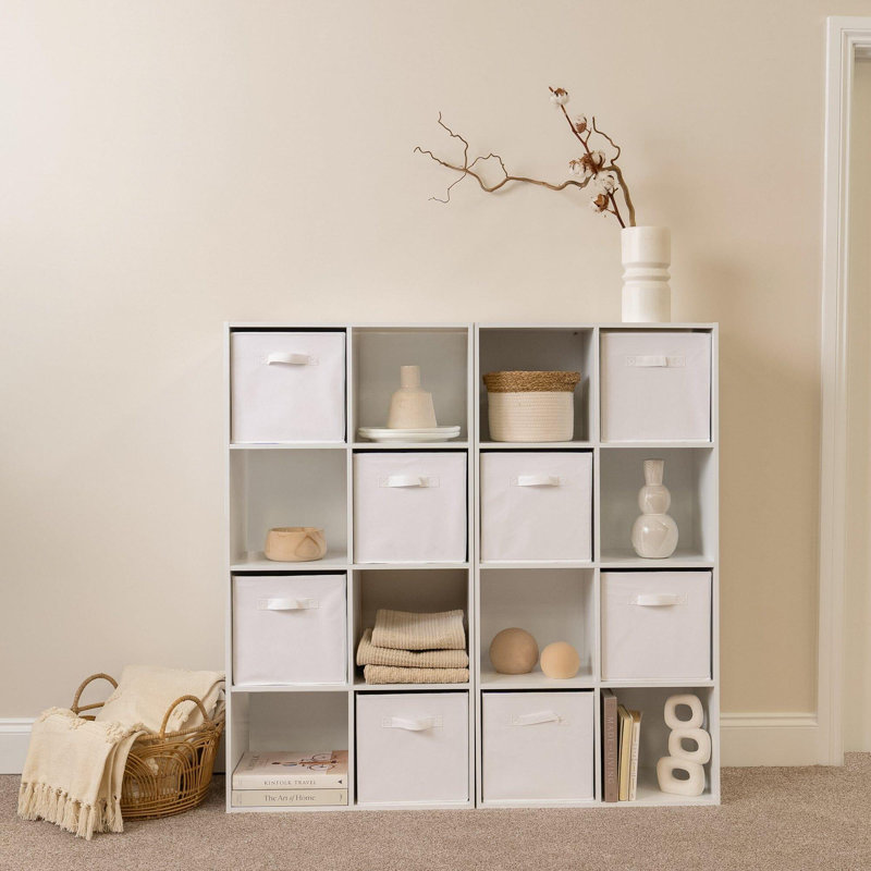 Northville 16 Cube Storage Unit, White With Baskets