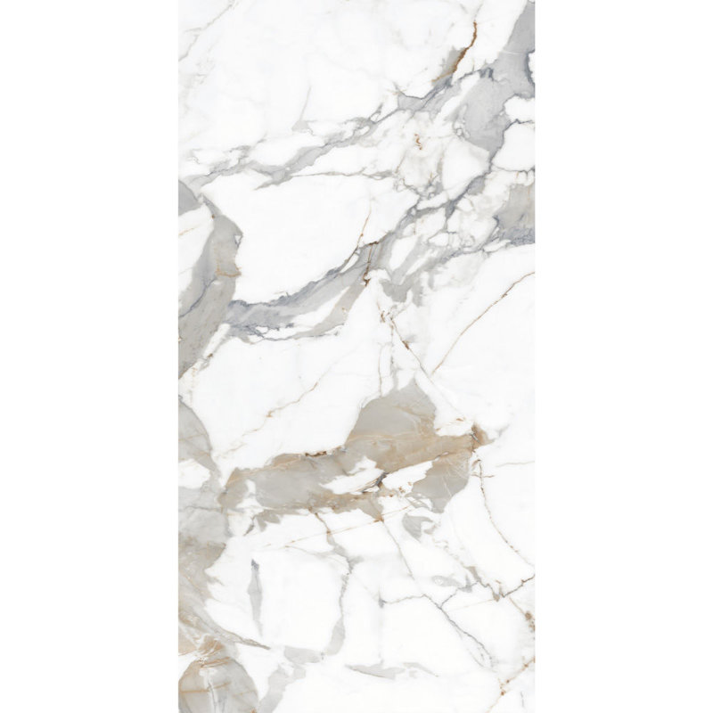 32" x 64" Porcelain Marble Look Wall & Floor Glossy Tile Calacatta Carrara