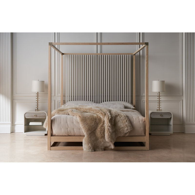 Pinstripe Solid Wood Canopy Bed, King