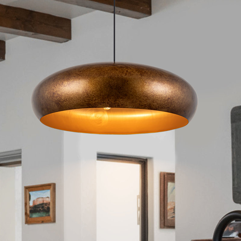Luminaire suspendu surdimensionné en métal doré à 6 lumières de 26 po