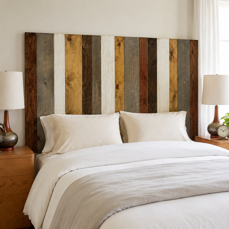 Davel Solid Wood Headboard, California King, Rustic Mix