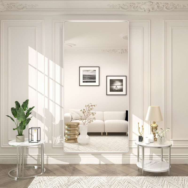 Miroir mural Aevar, 72 po x 36 po, Blanc mat