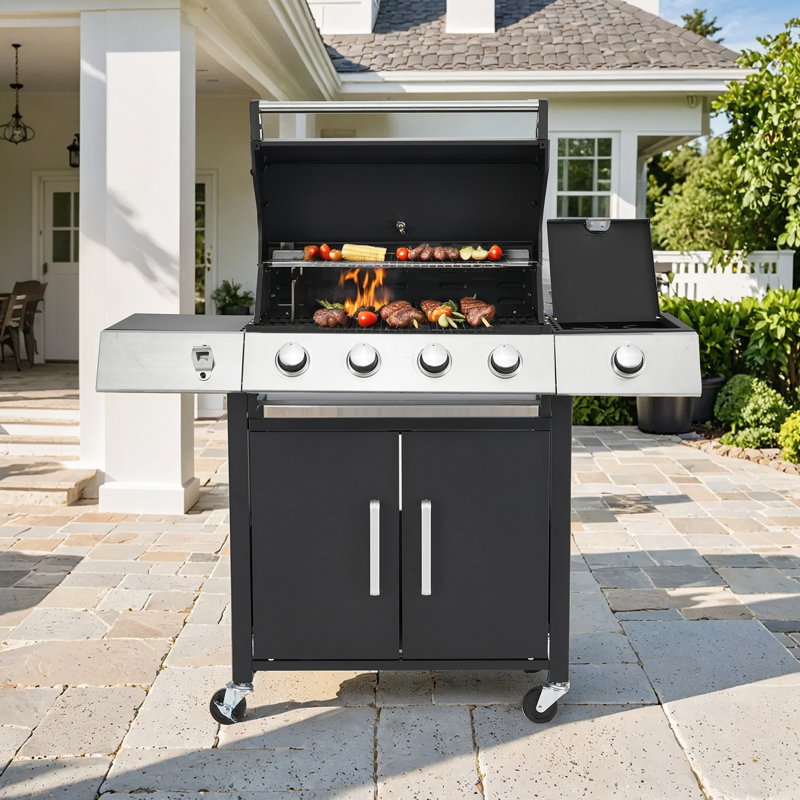 4-burner Propane Gas Grill With Side Burner
