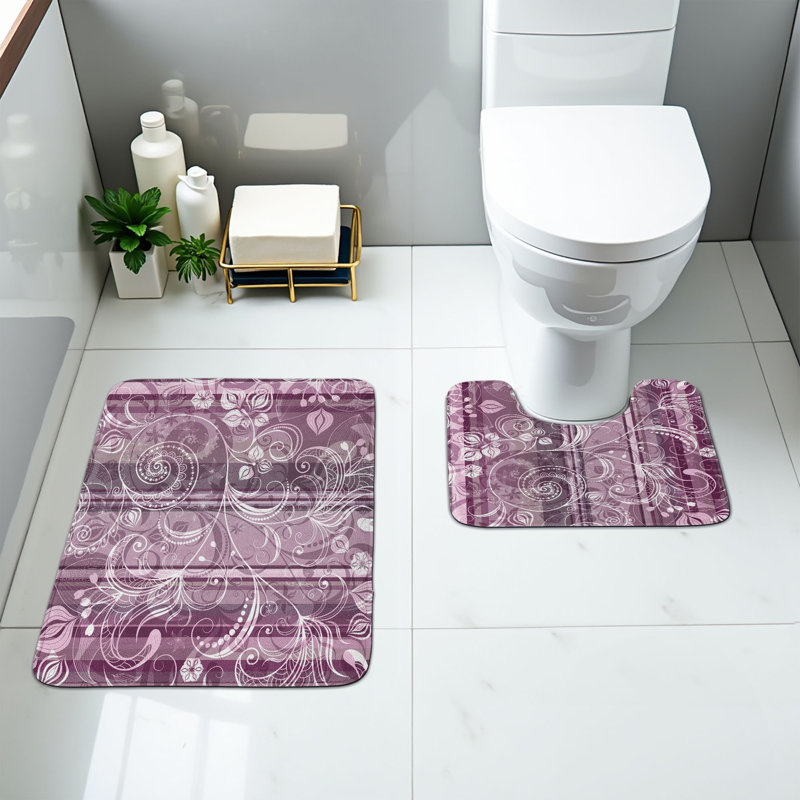  Ensemble de 2 tapis de salle de bain lilas