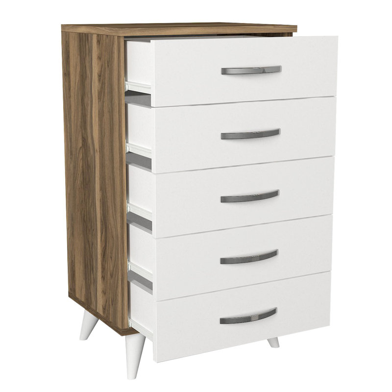 Carreon 50cm W Manufactured Wood Bedside Table, Walnut