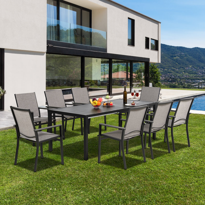 Palmview 8 - Person Patio Dining Set Extendable Rectangular Table