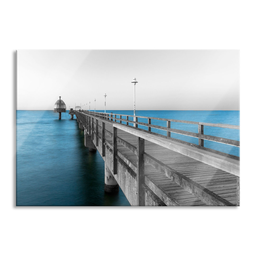 Glasbild | Wandbild Auf Echtglas | Langer Pier Steg Ins Meer | 2 Blau LF4914