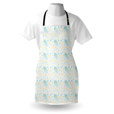 East Urban Home Jellyfish Apron Unisex Marine Summer Repetition Adult Size Turquoise Earth Yellow