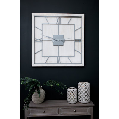 Anetia White Square Large Wall Clock