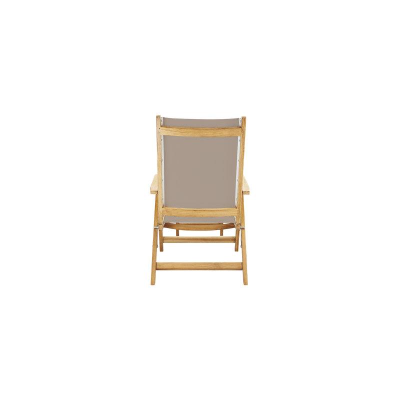 Aquitania Teak Outdoor Folding Lounge Deck Chair In Black, Tan 