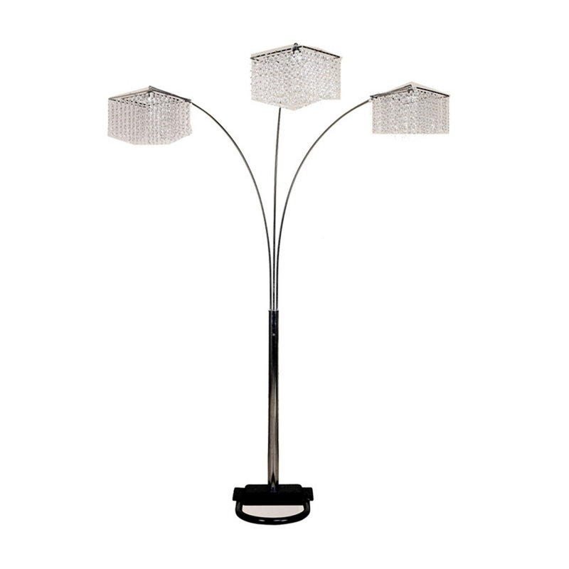 3-SHADE CRYSTAL INSPIRED ARCH FLOOR Lamp, Black